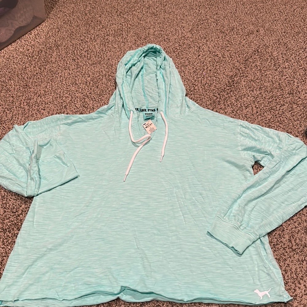 New with tags PINK blue lightweight hoodie size LARGE